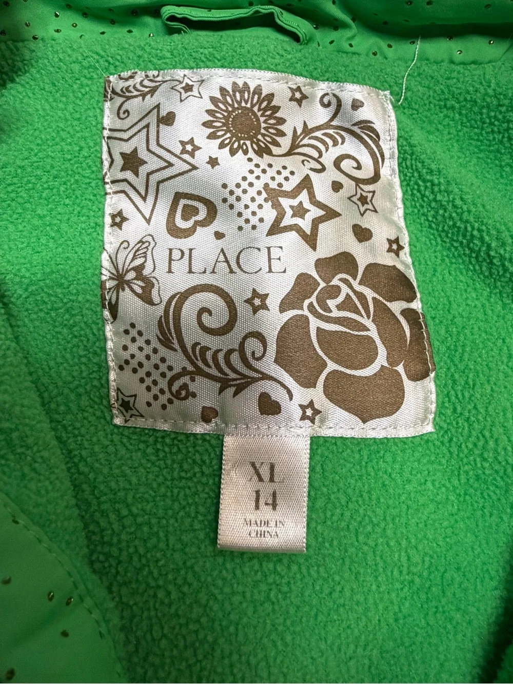 The Children’s Place Girls Green Sparkle Hooded Puffer Vest Detachable Hood L